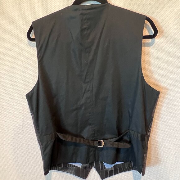 Express‎ Men's Vest Size L Patchwork Wool Blend Black Gray Stripe Herringbone - Picture 4 of 10